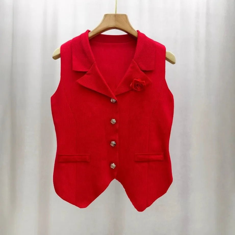 Knitted Flower Women's Camisole Solid Colour Breathable Simple Crop Top Women's Knitting tank Top - Zeprah