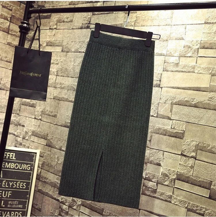 Knitted Package Hip Skirt High - Waisted Skirt Fashionable A - line Skirt - Zeprah