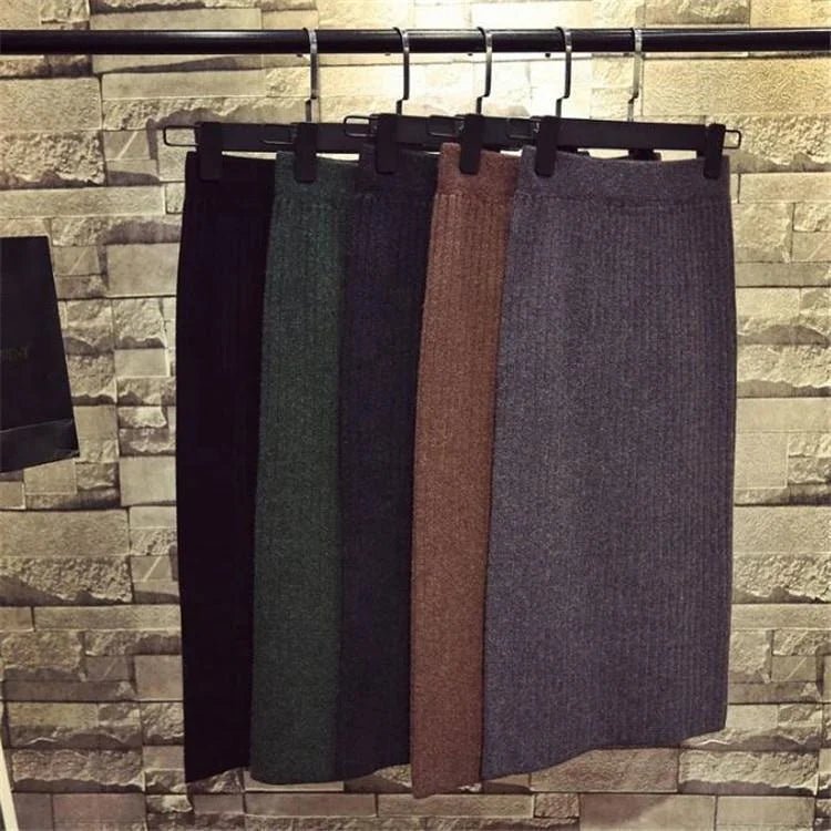 Knitted Package Hip Skirt High - Waisted Skirt Fashionable A - line Skirt - Zeprah