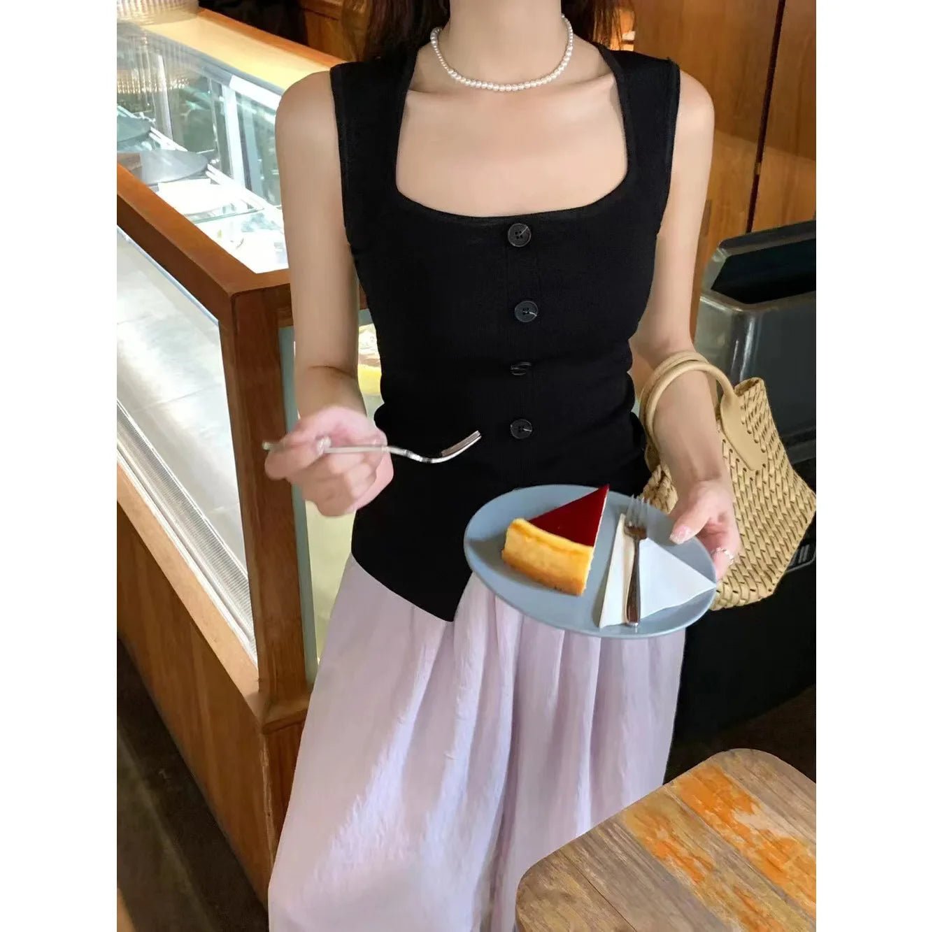 Knitted Sleeveless Tops Slim - fit Women's Tanks Camis Modern Going Out Tops - Zeprah