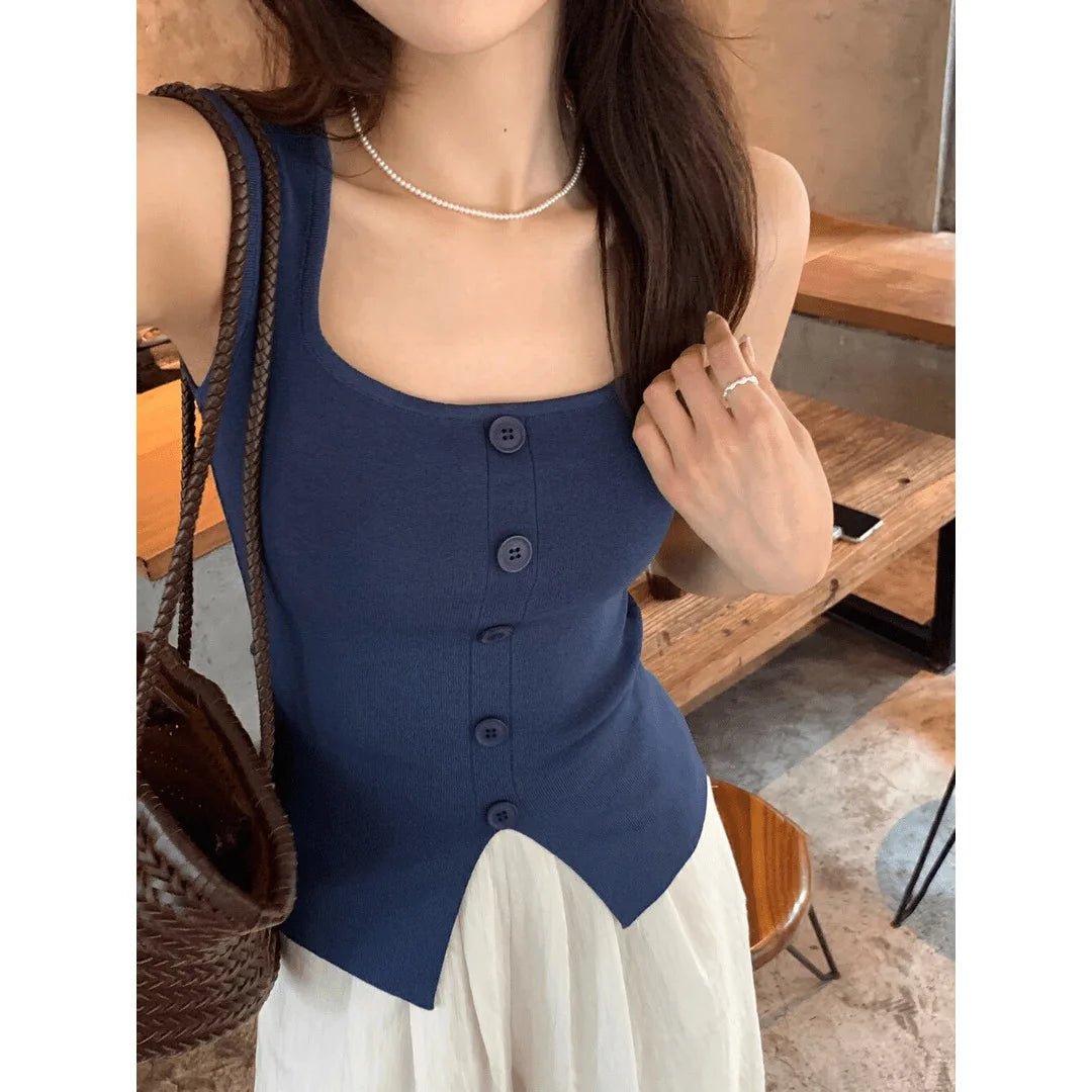 Knitted Sleeveless Tops Slim - fit Women's Tanks Camis Modern Going Out Tops - Zeprah