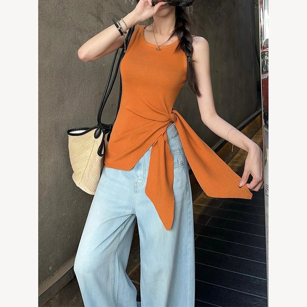 Knitted Tank Top for Women Solid Women's Tanks Camis Elegant Going Out Tops - Zeprah