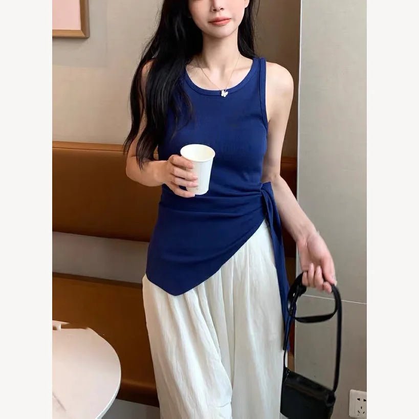Knitted Tank Top for Women Solid Women's Tanks Camis Elegant Going Out Tops - Zeprah
