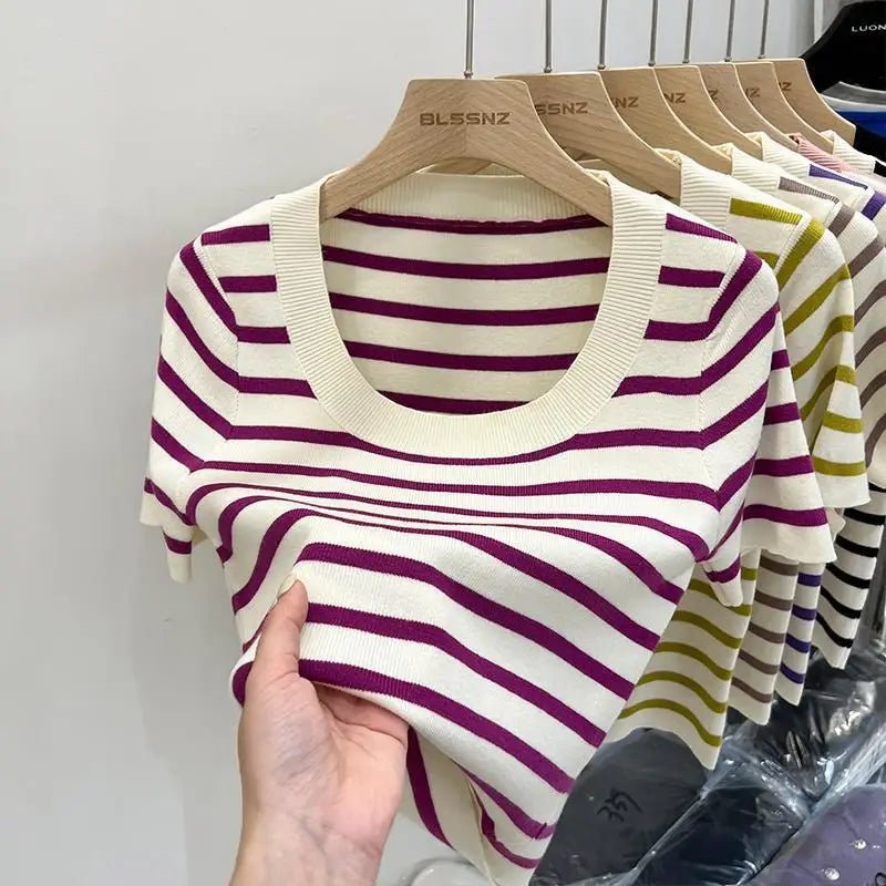 Knitted Women's Clothing Premium Quality T-shirt Fashionable Tops for Women - Zeprah