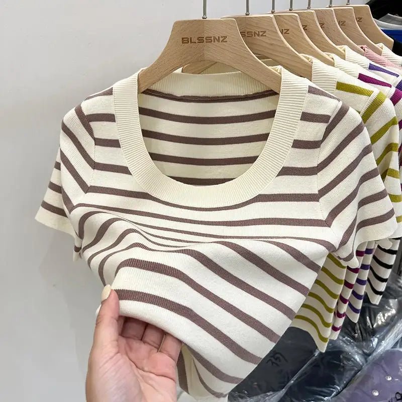 Knitted Women's Clothing Premium Quality T-shirt Fashionable Tops for Women - Zeprah