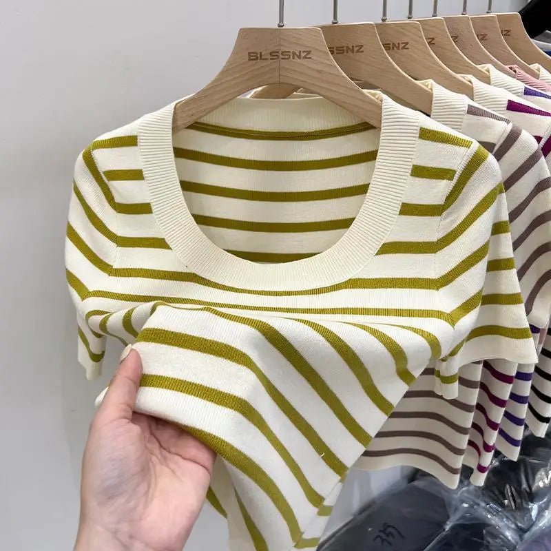 Knitted Women's Clothing Premium Quality T-shirt Fashionable Tops for Women - Zeprah