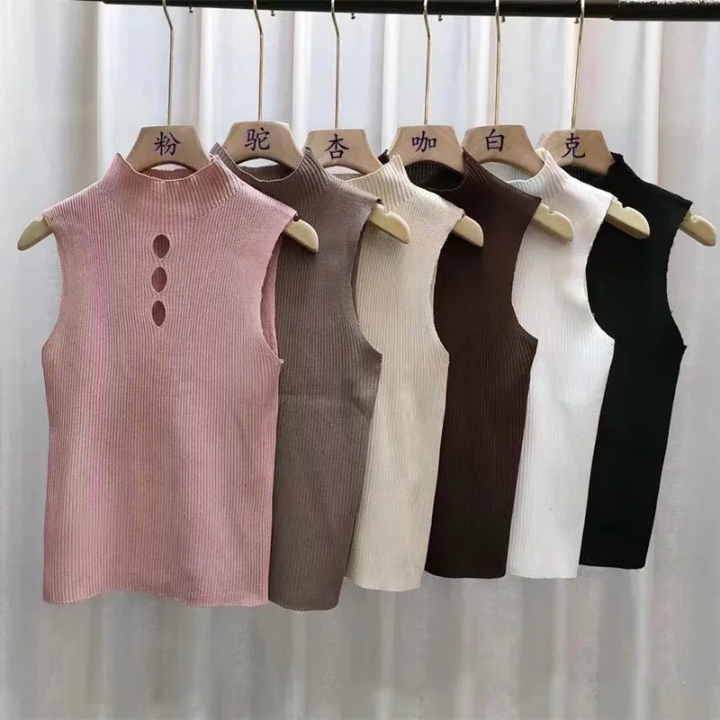Knitted Workout Sleeveless Tanks Camis Halter Top Basic tank Top - Zeprah