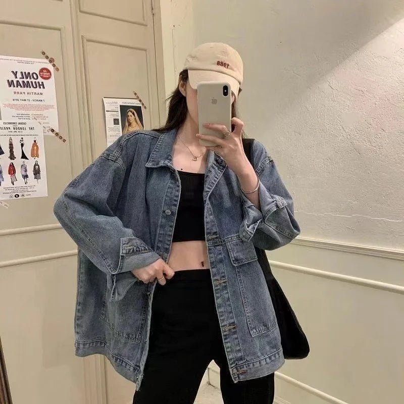 Korean - style Loose Autumn New Women's Denim Coat Vintage Casual All - match Coat Jacket - Zeprah