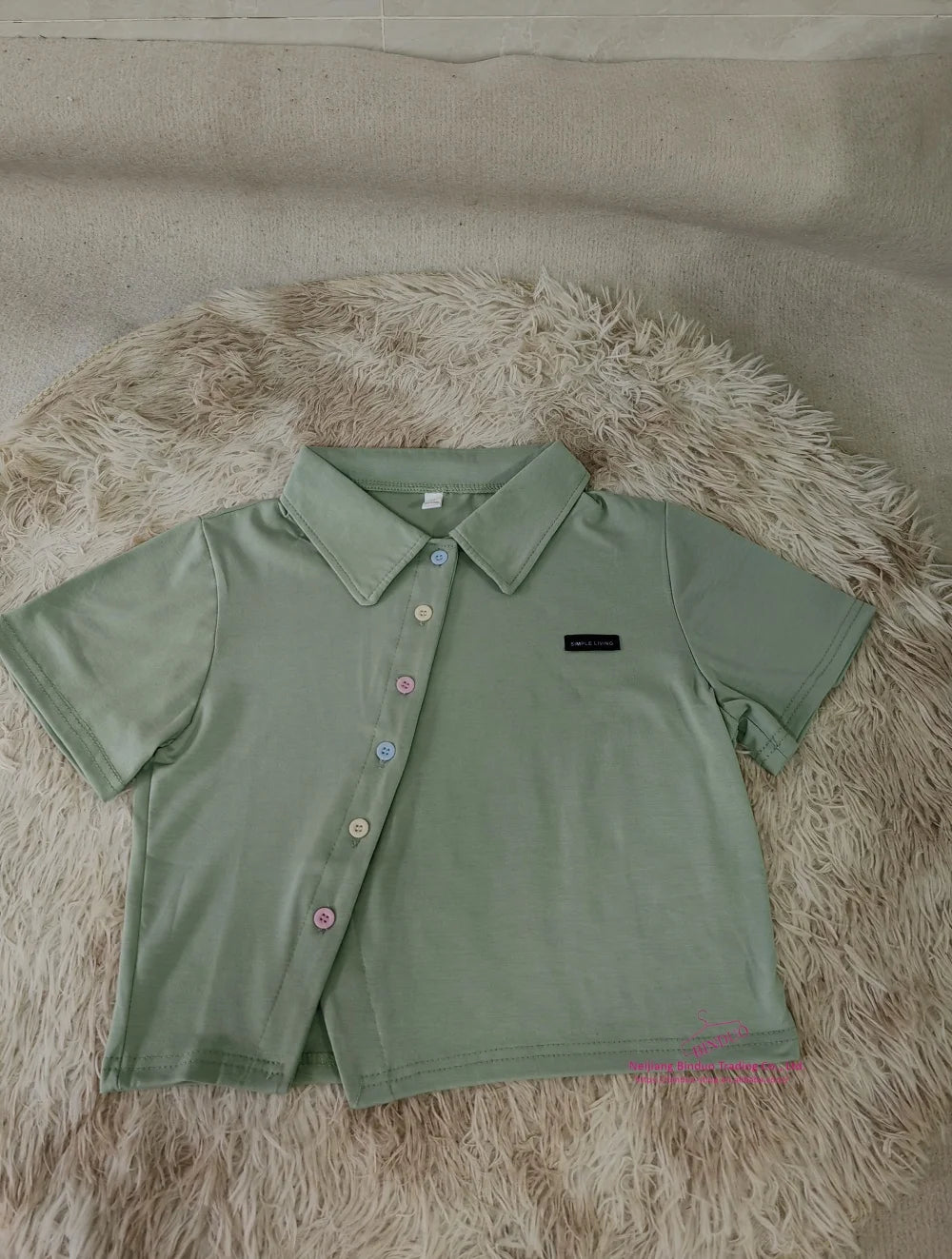 Lapel Graphic Tee Button Tops for Women Slim - fit Short - sleeved Blouse - Zeprah