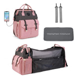Large Baby Diaper Backpack Carrier Bag with Bassinet Folding Bed Nappy Backpack Mummy Baby Diaper With USB Port Carrier Bag - Zeprah