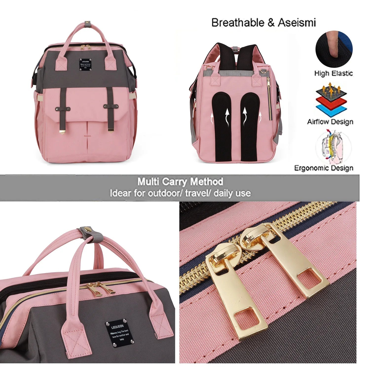 Large Baby Diaper Backpack Carrier Bag with Bassinet Folding Bed Nappy Backpack Mummy Baby Diaper With USB Port Carrier Bag - Zeprah