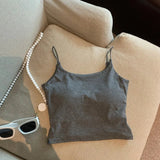 Large Backless Design Camisole Sexy Beautiful Back Built - in Bra Basic tank Top Plain Women's Tanks Camis - Zeprah