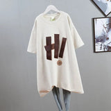 Large Size 100.00kg Short - sleeved T-shirt Women's Ribbon Design Sense chubby girl Mid - length Slimming Top for Women - Zeprah