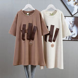 Large Size 100.00kg Short - sleeved T-shirt Women's Ribbon Design Sense chubby girl Mid - length Slimming Top for Women - Zeprah
