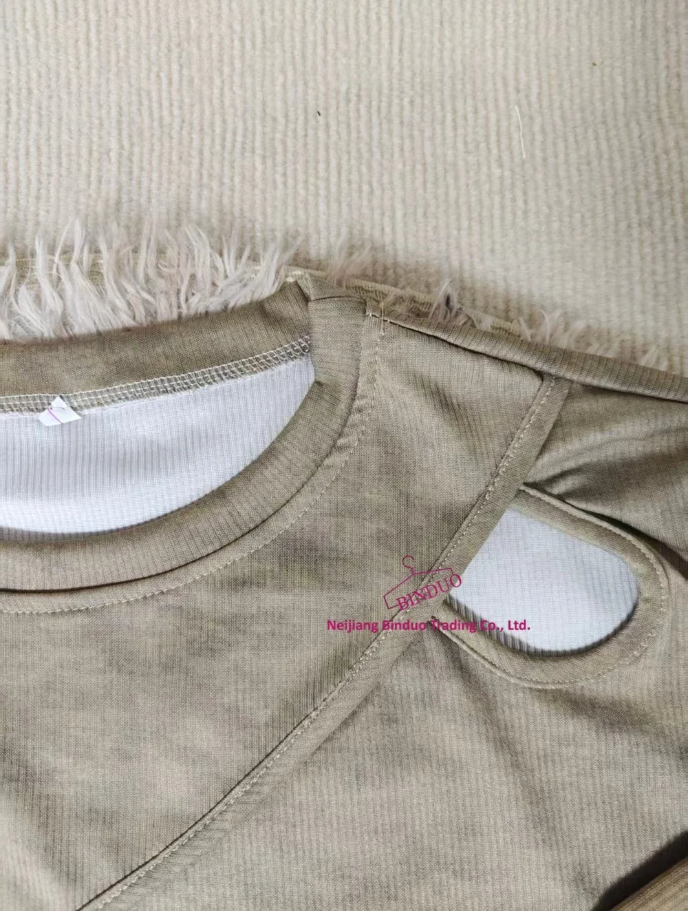 Large Size Girls Autumn Round Neck Hollow Design Tie - Dye T-Shirt Waist - Cinching Slimming Long Sleeve Knitted Top - Zeprah