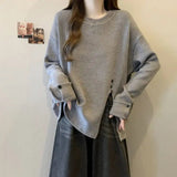 Large Size Split Long Sleeve Top Women's 2025 Autumn New Loose Slim Fashionable Base Shirt for Women - Zeprah