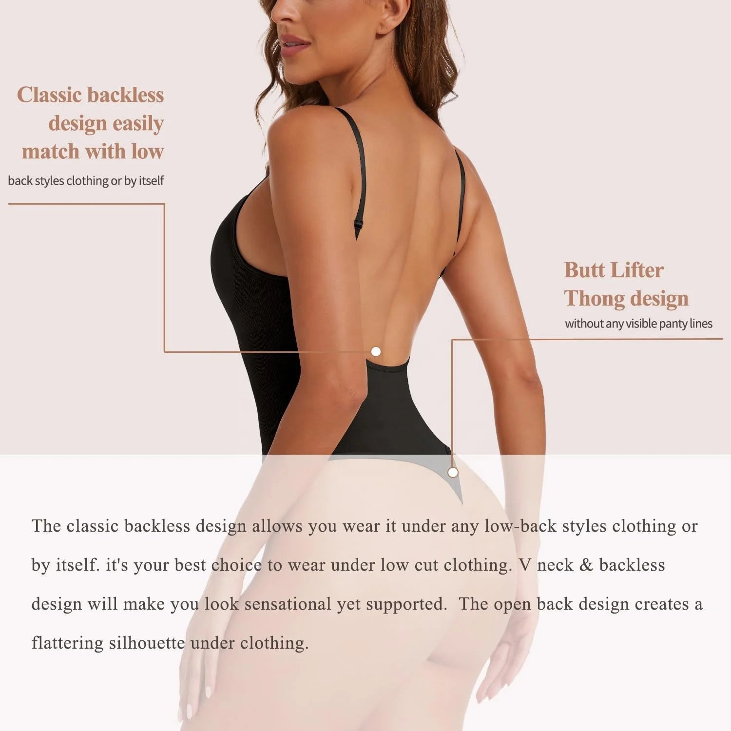 Large - size T - shaped Body Shaping Clothes Hip - lifting Seamless Women's Clothes Sling Belly - tinting Bodysuit Backless - Zeprah