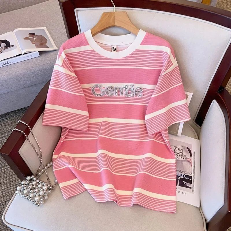 Large Size Women's Clothing Summer Two - piece Set Women's Casual Sports Suit Fashion Women's T-shirt and short set - Zeprah