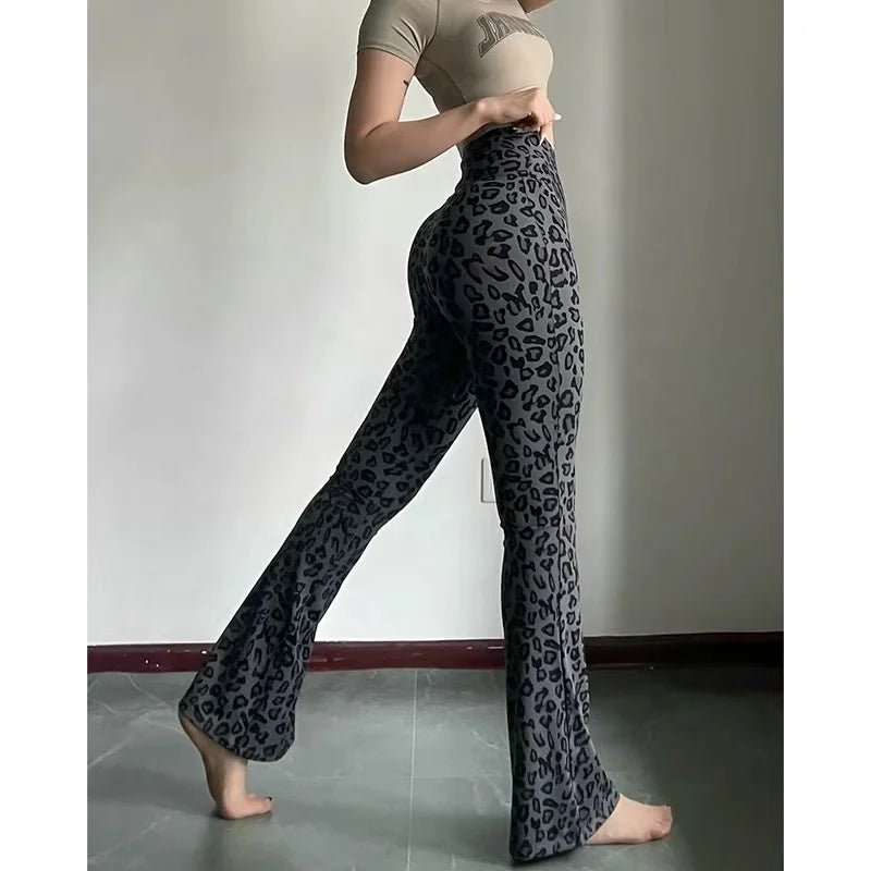 Layered Leopard Print Yoga Pants Breathable Leg - Show Long Micro - Chop Pants High Waist Sports Pilates Tight - Fit Trousers - Zeprah