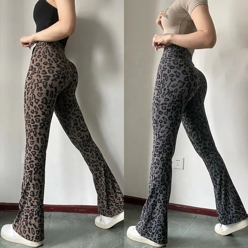 Layered Leopard Print Yoga Pants Breathable Leg - Show Long Micro - Chop Pants High Waist Sports Pilates Tight - Fit Trousers - Zeprah