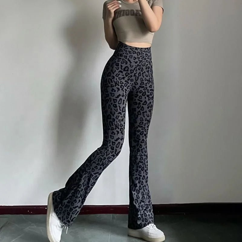 Layered Leopard Print Yoga Pants Breathable Leg - Show Long Micro - Chop Pants High Waist Sports Pilates Tight - Fit Trousers - Zeprah