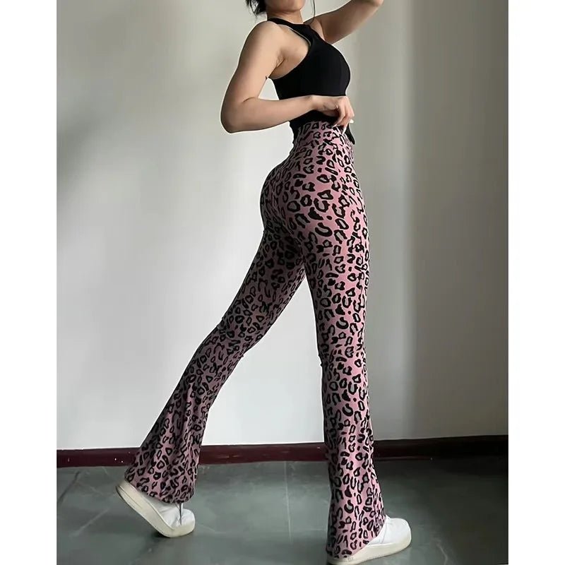 Layered Leopard Print Yoga Pants Breathable Leg - Show Long Micro - Chop Pants High Waist Sports Pilates Tight - Fit Trousers - Zeprah