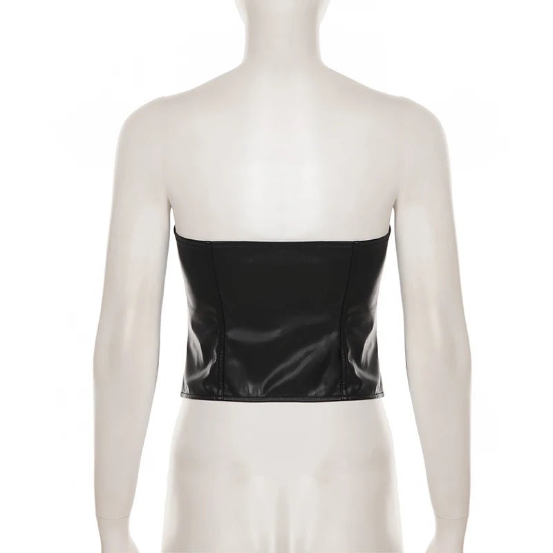 Leather Corset Top Lace - up Punk Streetwear Bustier for Women - Zeprah