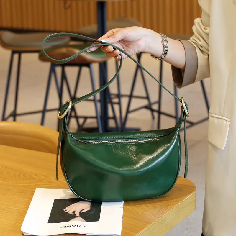 Leather Crossbody Bag Purse for Women Men Crescent Shoulder Bag Medium Cross Body Dumpling Bag Half Moon Adjustable - Zeprah