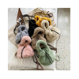 Leisure Crossbody Mujer Bolsa Women Soft Faux Fur Mini Bucket Bag Drawstring Fall Winter Handbag Fluffy Plush Shoulder Purse - Zeprah