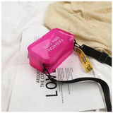 Letter Printed Mini Shoulder Messenger Bag Handbags Women Clear Jelly Purse Fashion Girl Purses Transparent Candy - Zeprah