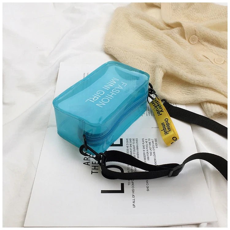 Letter Printed Mini Shoulder Messenger Bag Handbags Women Clear Jelly Purse Fashion Girl Purses Transparent Candy - Zeprah