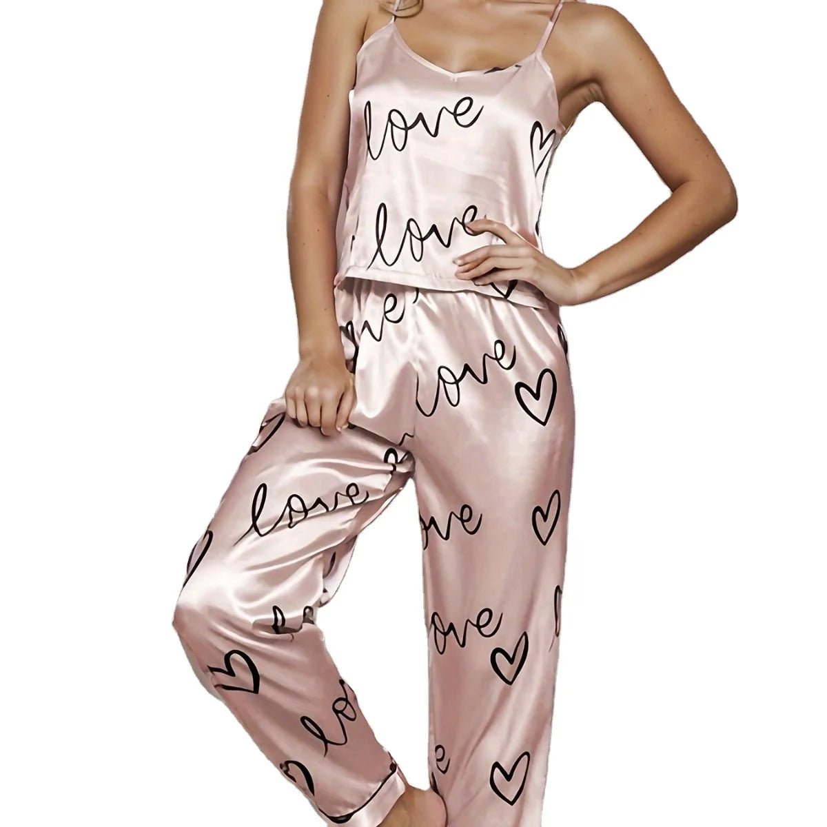 Light Luxury Women's Homewear Set Casual Milk Silk Summer Two - Piece Loungewear with Camisole and Long Pants Stylish for Girls - Zeprah