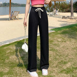 Lightweight Bottoms Casual Chessboard Pattern Trousers Soft Wide - Leg Trousers - Zeprah
