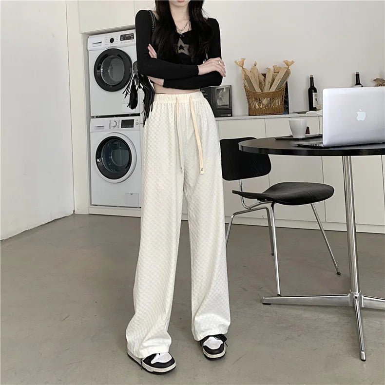 Lightweight Bottoms Casual Chessboard Pattern Trousers Soft Wide - Leg Trousers - Zeprah