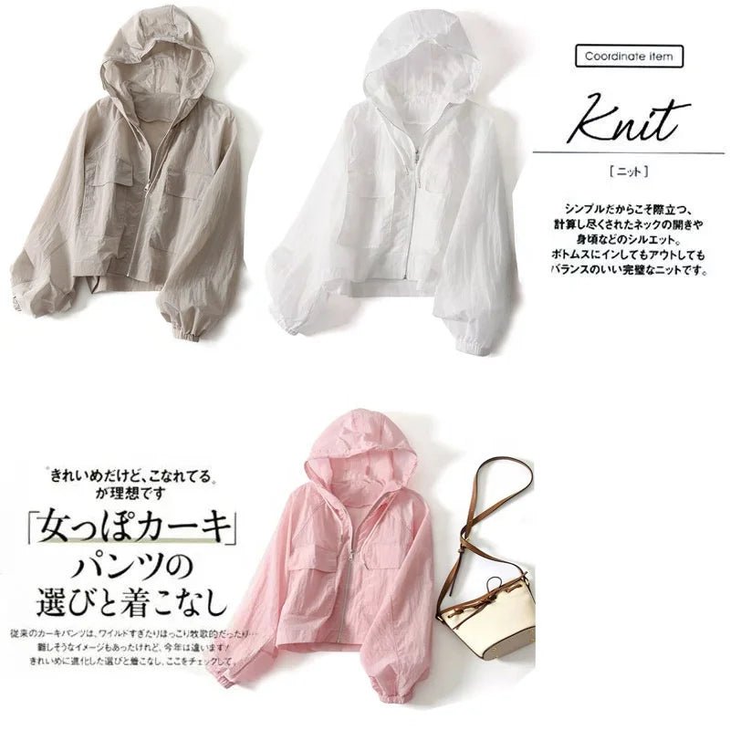 Lightweight Sun - protective Clothing Women's New Casual Loose Short Hooded Japanese Style Fashion Coat - Zeprah