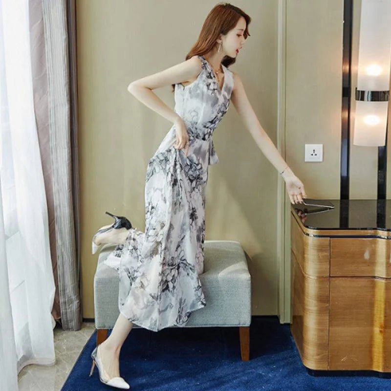 Long Dress Look Slimmer Women's Dresses Floral Printed Beach Dress - Zeprah