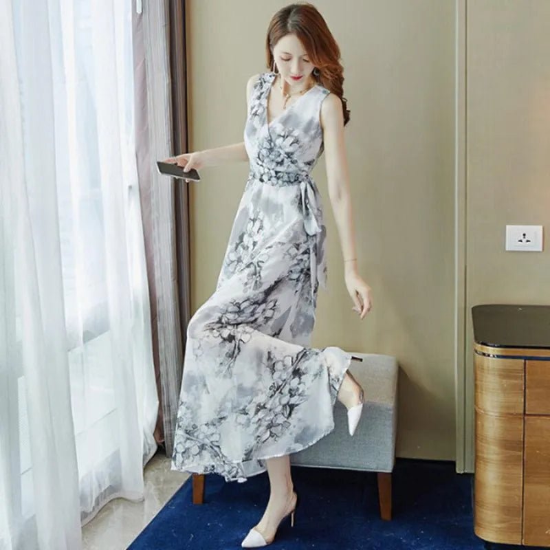 Long Dress Look Slimmer Women's Dresses Floral Printed Beach Dress - Zeprah
