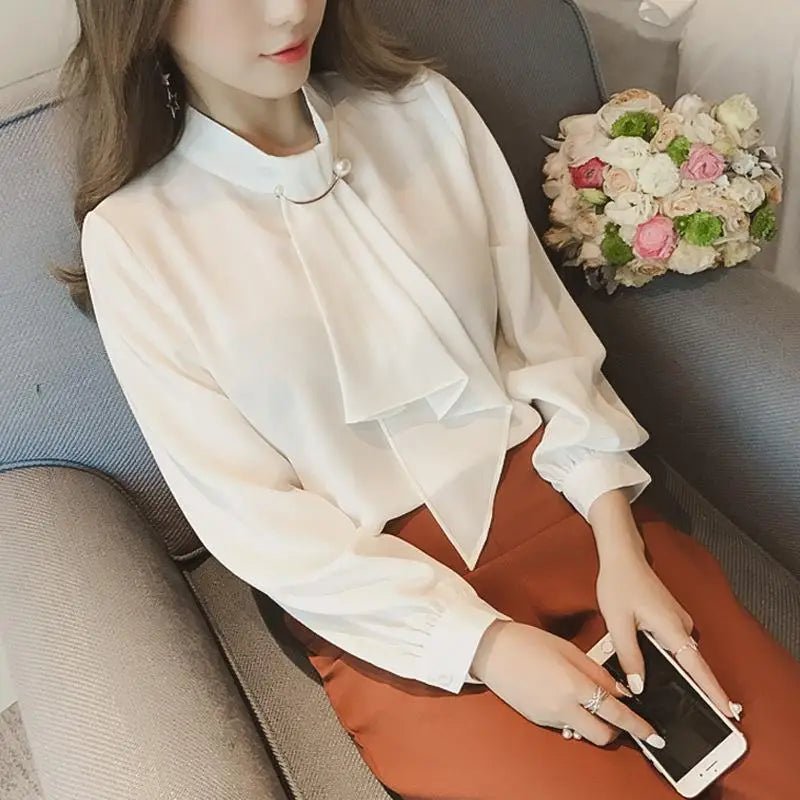 loose - fit Blouse New design Chic woman's shirt Versatile long - sleeve blouse - Zeprah