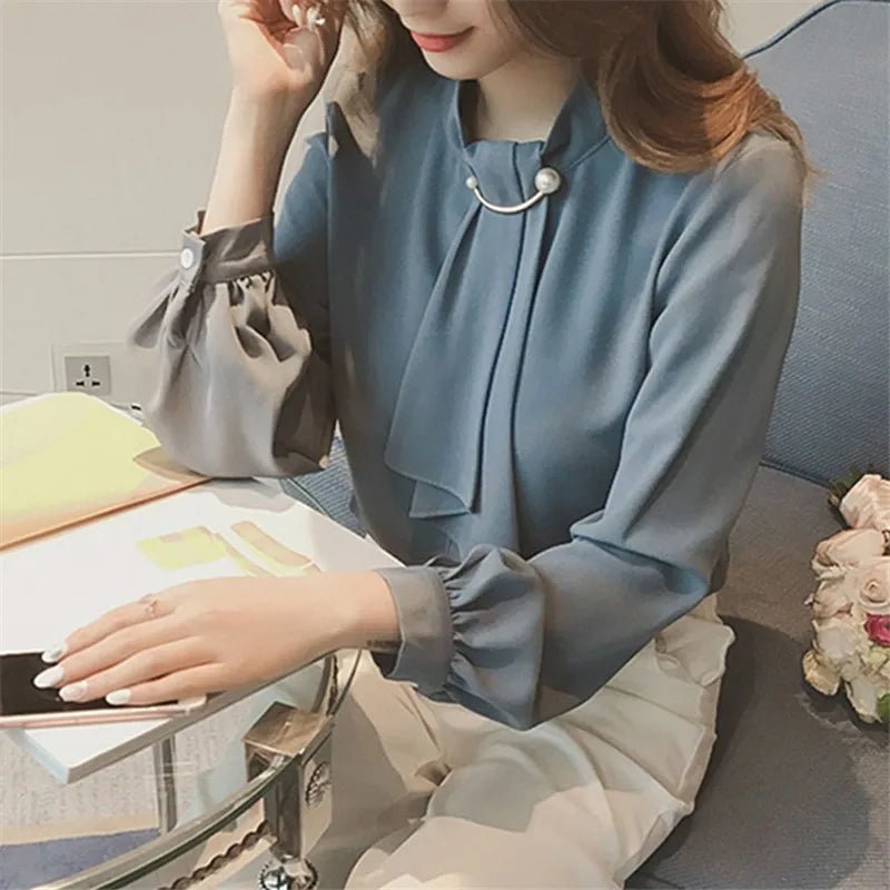 loose - fit Blouse New design Chic woman's shirt Versatile long - sleeve blouse - Zeprah