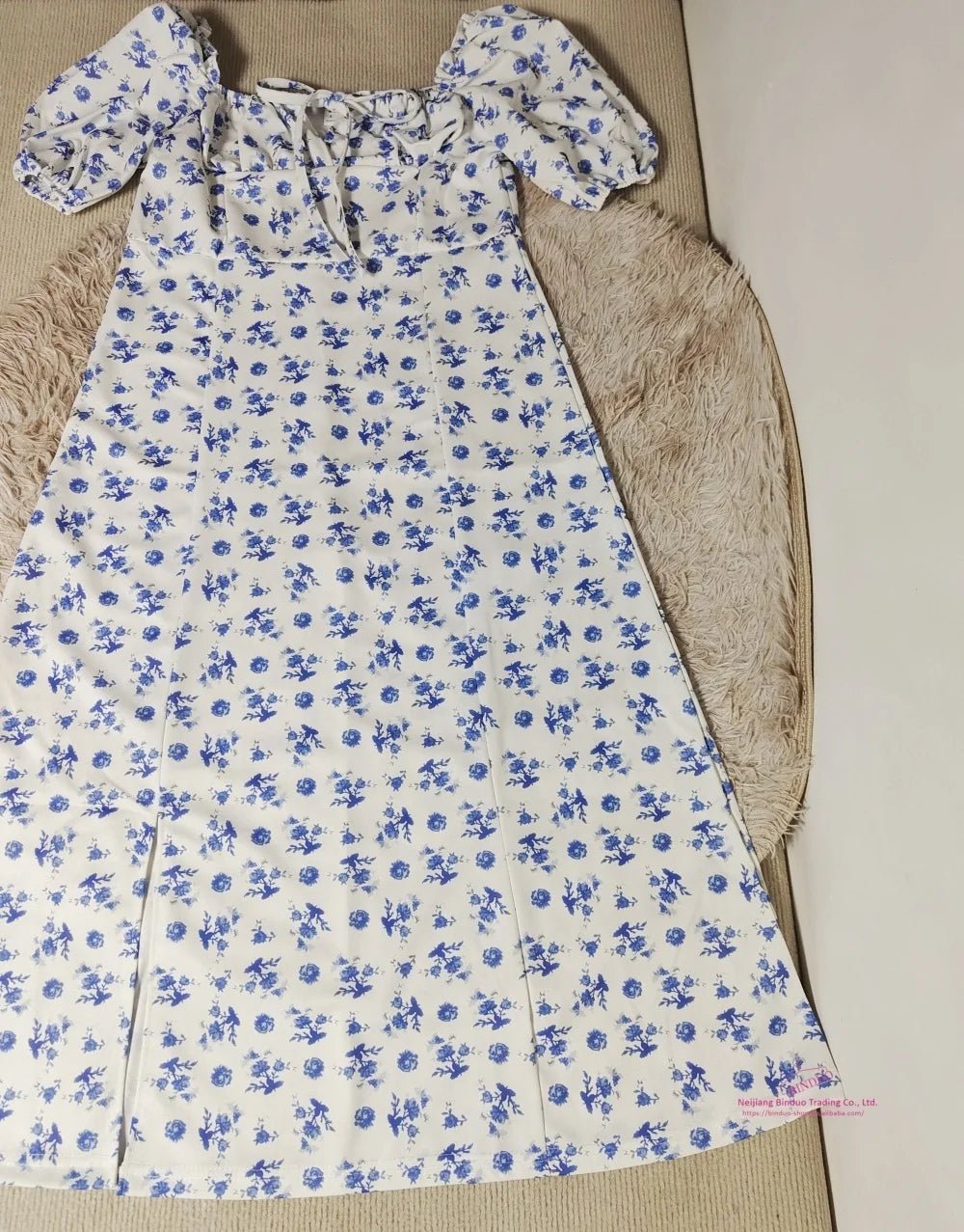Loose - fit Dress Floral Printed Midi Dress Fashionable A - line Dress - Zeprah