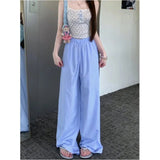 Loose - fit Wide - Leg Trousers Vertical Stripe Straight - Leg Trousers Casual Slacks - Zeprah