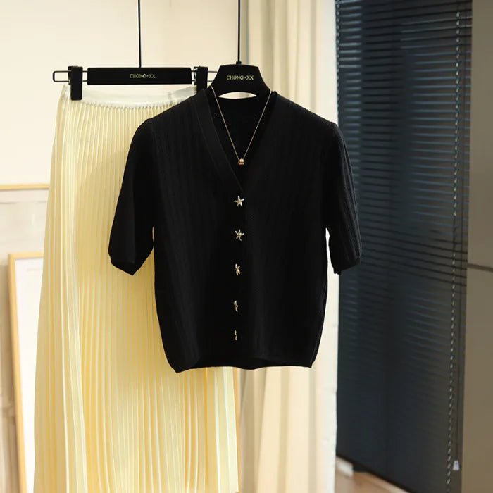 Loose - fit Women's Clothing Bestselling Casual Tops for Women Knitted Short - Sleeved Tops - Zeprah