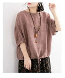 Loose Plus Size T-shirt Casual Women's Batmobile Shirt Tops for Women Crewneck Middle Sleeve Pullover Top - Zeprah