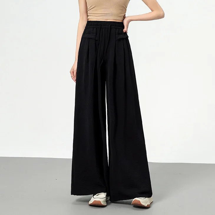 Loose Wide Leg Pants Women's 2025 Summer New Laid - Back Pants High Waist Casual Pants Trendy Straight - Leg Trousers - Zeprah