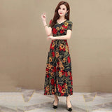 Loose Women's Dresses Floral Printed Maxi Dress Slim - fit Printed Dress - Zeprah