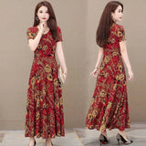 Loose Women's Dresses Floral Printed Maxi Dress Slim - fit Printed Dress - Zeprah