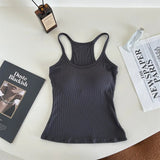 Low MOQ RTS Morandi Creamy Color Vest Shirt Tennis Golf Padded Tank Top Comfortable Workout Yoga Camisole - Zeprah