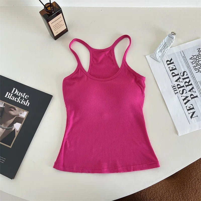 Low MOQ RTS Morandi Creamy Color Vest Shirt Tennis Golf Padded Tank Top Comfortable Workout Yoga Camisole - Zeprah