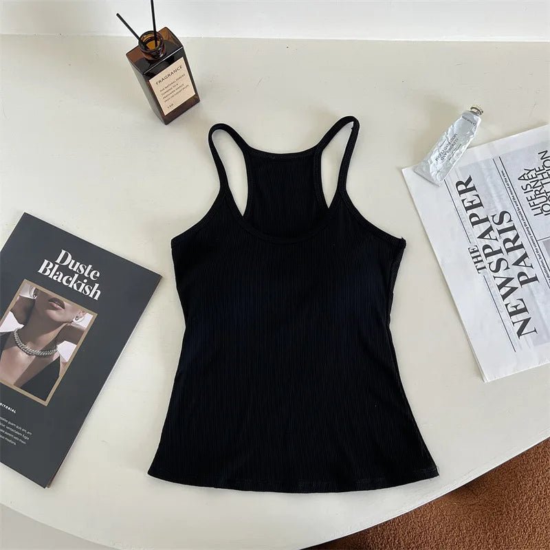 Low MOQ RTS Morandi Creamy Color Vest Shirt Tennis Golf Padded Tank Top Comfortable Workout Yoga Camisole - Zeprah