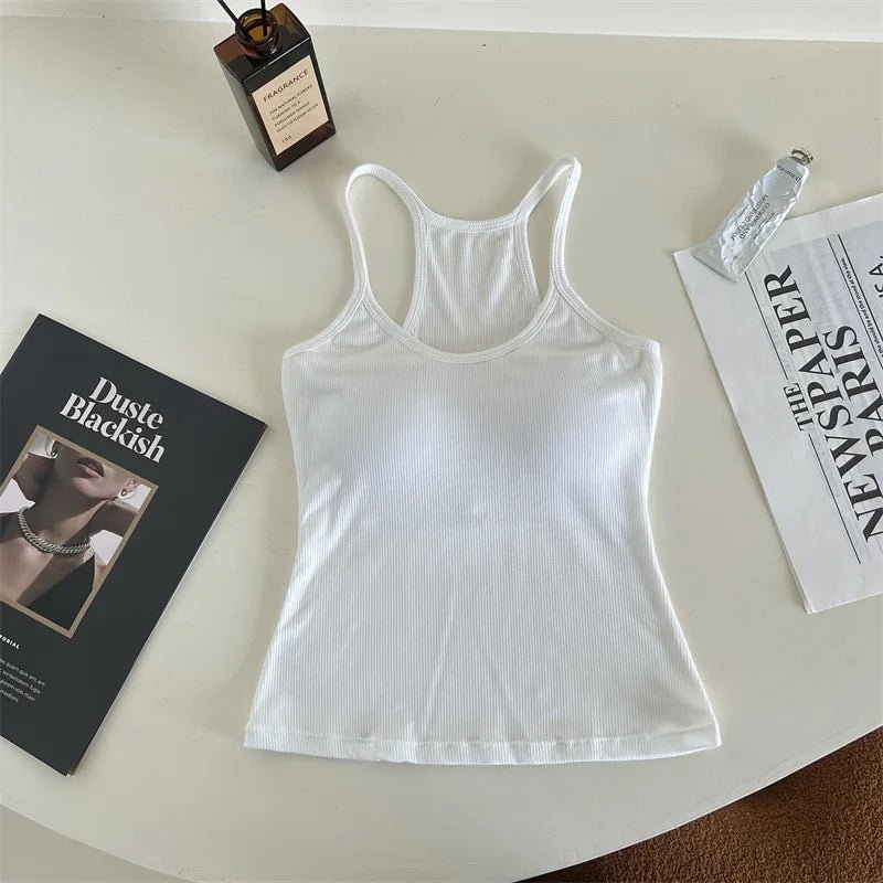 Low MOQ RTS Morandi Creamy Color Vest Shirt Tennis Golf Padded Tank Top Comfortable Workout Yoga Camisole - Zeprah